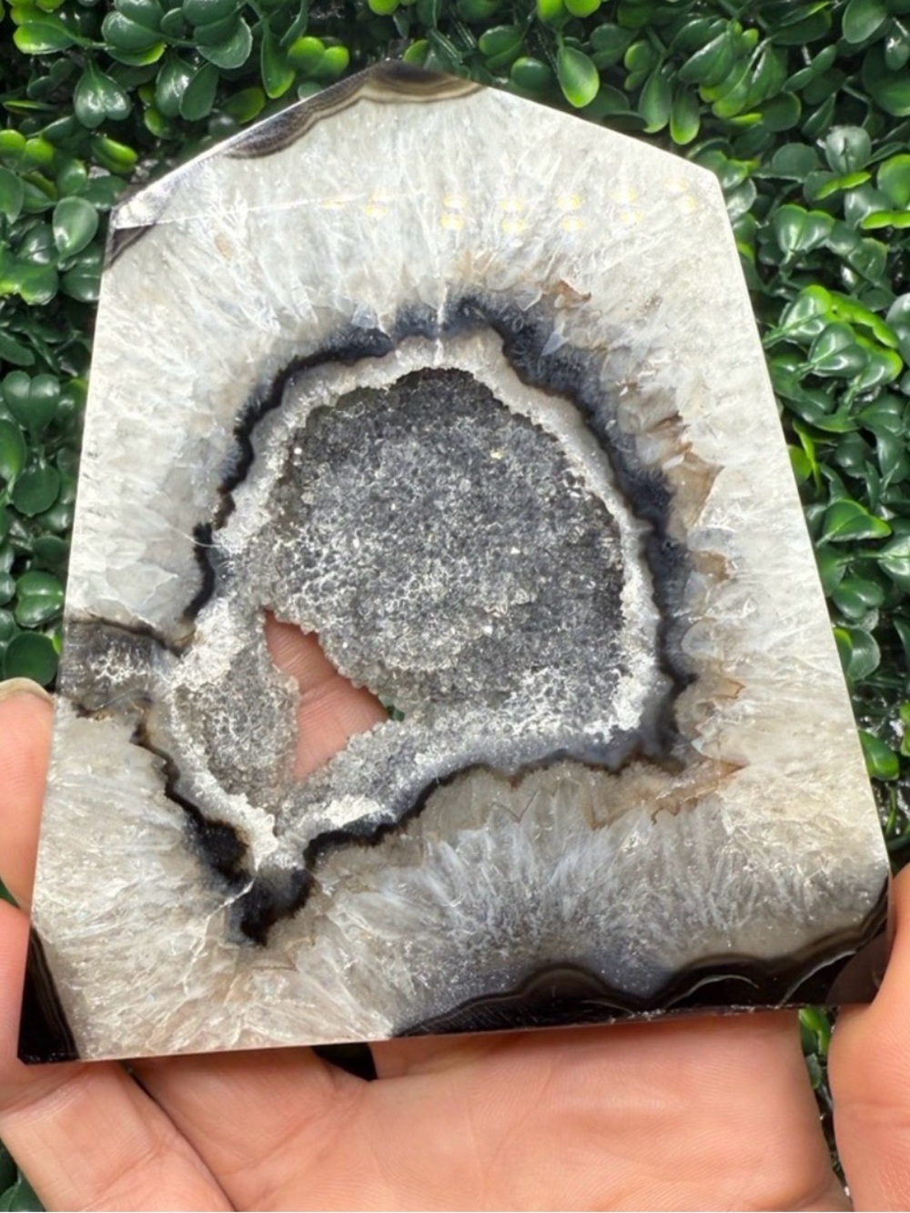 Polished Druzy Black Sardonyx Slab